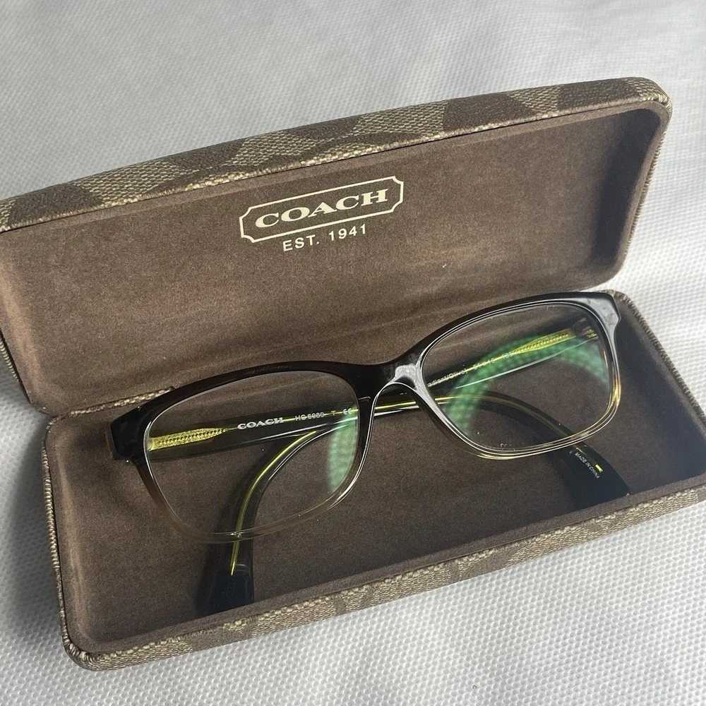 Coach  Square Olive Brown Gradient Glasses Frame ONLY HC6089  5400 51-16-135